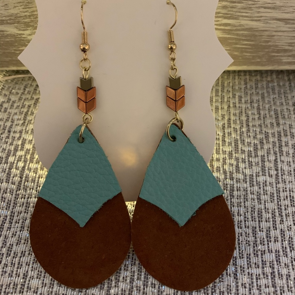 Leather tear drop earrings
